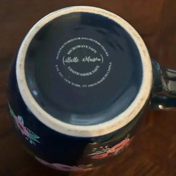 Belle Maison Blue with Pink flowers Coffee Tea Mug 14oz. EUC - Picture 6 of 8